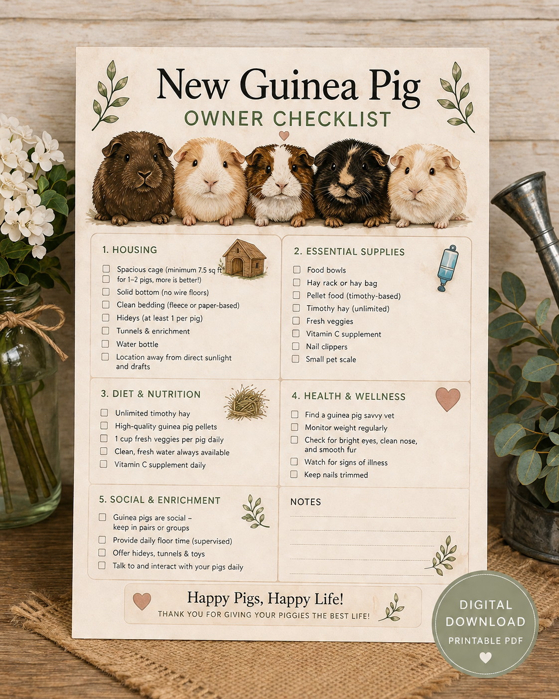 New Guinea Pig Owner Checklist